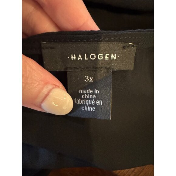 Halogen Shirt Women 3X Black Chiffon Cross Front Long Sleeve‎ Blouse NWT Gothic - Picture 8 of 11